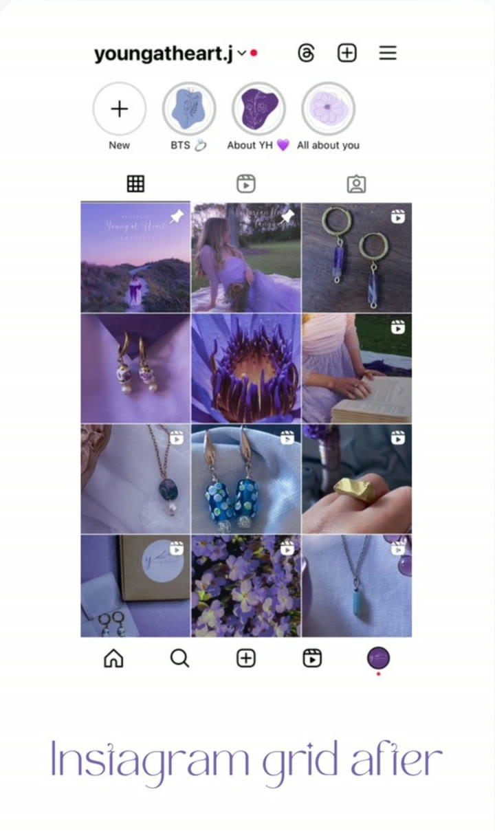 Cristina's Instagram grid after: one palette and one look across every post